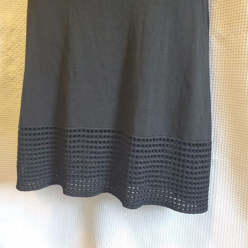 Nanette Lepore Womens Sz S Black Knit Grid Mesh Dress knee length 1/2 sleeve - Picture 8 of 13